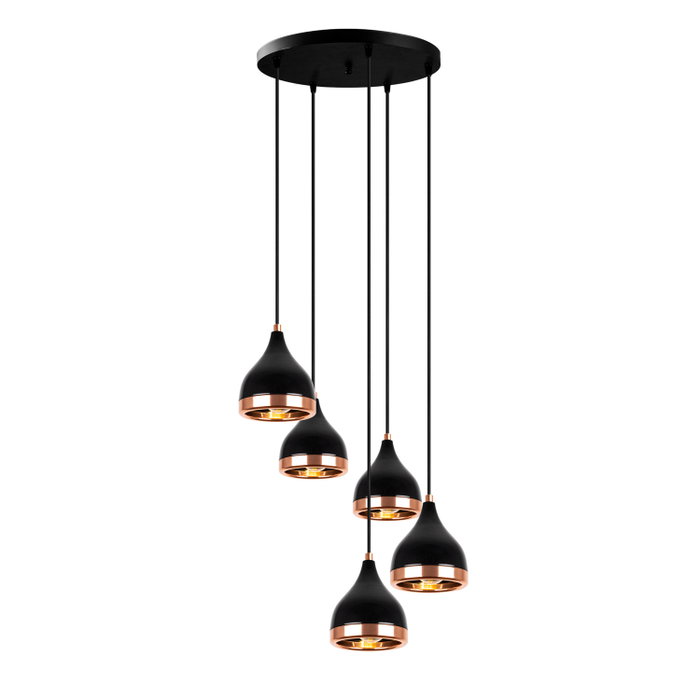 Opviq Lámpara de araña con altura ajustable en negro y cobre Opviq Lámpara de araña con altura ajustable en negro y cobre